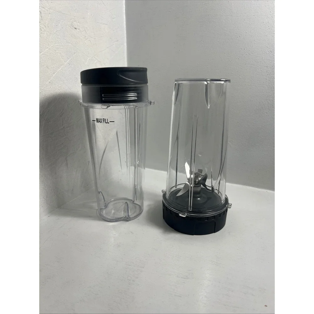 2 Ninja Blender Single Serve Cups BL780 BL770 BL660 BL663 BL740: 1 Blade 2 Lids